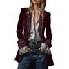 Generisch Giacca vintage da donna in velluto, con scollo a V, ricamata, lunga giacca in velluto, colletto dentellato, cappotti, vittoriano, gotico frack pirata, giacca da pirata, steampunk medievale, O marrone