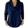Generic Maglione da donna con collo ad anello, leggero, tinta unita, a maniche lunghe, lavorato a maglia, maglione natalizio per le donne, Blu, L