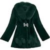 TDEOK Giacca da donna in pelliccia sintetica, lunga pelliccia, trapuntata, a maniche lunghe, per matrimonio, in pelliccia, per autunno e inverno, elegante, calda, in finta pelliccia, verde, S