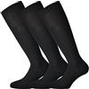 Fontana Calze, 6 paia di calze lunghe in caldo cotone elasticizzate confortevoli e rinforzate su punta e tallone. Prodotto Italiano. NERO 42/44