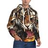 JEJEA Felpa con cappuccio da uomo con stampa tigre ruggente, pullover con cappuccio con coulisse, pullover a maniche lunghe, per l'uso quotidiano, Nero , 4XL