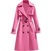 Generisch Trench Donna Doppio Petto Lungo Cappotto Classico Autunno Primavera, Giacca Trench con Cintura, Giacca A Vento Antivento Cappotto da Donna, Nero