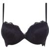 LORMAR Reggiseno Balconcino Push Up +2 Taglie Formedouble Pizzo (3, Nero)