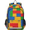 Amooorous zaino da escursione per bambini 8-12: libreria moderna per i giovani in colori assortiti - Building Blocks Colorful