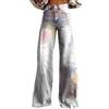 Udbeksid Jeans Donna Colorati Vita Alta Pantaloni Larghi a Zampa Anni 70 Fantasia Floreale Bootcut Corduroy Quadri retrò Streetwear Vintage Baggy Denim Stretch Casual