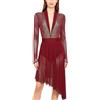 CHICTRY Vestito da Pattinaggio Artistico Donna Manica Lunga Strass Body Danza Classica Leotards Corpo con Gonna Tulle Abito da Ballo Latino Jazz Competizione Borgogna L