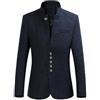 Huixin Uomo Tailleur Collo Coreana Slim Fit Camicia Blazer con Single Breasted Business Casual Blazer Vintage per La Notte Partito di Festa Tailleur Top Giaccone (Blu Navy,L)