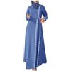 Generico Caftano Donna Lungo Blu Abito Islamico Vestito Carnevale Abaya Dubai Vestiti Maniche Lunghe Islam Abiti Islamici Abbigliamento Marocchino Kaftan Mit Spitze Etnico Thobe Arabi Dishdasha Turchia Robe