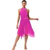 CHICTRY Body da Pattinaggio Artistico con Strass Donna Leotard Danza Classica Abito da Ballo Lirico Standard Valzer Tango Vestito da Balletto Jazz Danza Moderna Rosa A S