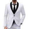 Zanisouta Blazer, giacca da uomo, vestibilità stretta, da lavoro, casual, con un bottone, tinta unita, leggera, 1 bottone, vestibilità normale, collo sciallato, giacca per il tempo libero, O bianco