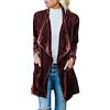 DAIHAN Giacca Blazer a Vento da Donna Cappotto Giacca in Velluto Cappotto da Ufficio Solido Scialle Collare Velluto Blazer,Vino Rosso,M
