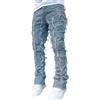 Generico Jeans Uomo Super Skinny Blu Scuro Slim Fit Cargo Abbigliamento da Lavoro Vita Alta Regular Elasticizzati Vita Bassa