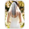 HEREAD Velo da sposa a 1 livello, corto, lunghezza al gomito, velo in tulle con pettine e bordo tagliato, bianco, 1 Count (Pack of 1)