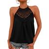 OHXSM Magliette estive da Donna Canottiera Sexy con Scollo all'Americana Camicie di Colore Solido Camicetta Senza Maniche in Pizzo con Pannello in Pizzo Canotta Canotte Canotte Casual Larghe Senza Maniche