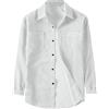 Generic Camicia casual a maniche lunghe da uomo in velluto a coste tinta unita risvolto top button down camicia da lavoro, bianco, XL