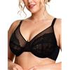 Vertvie Reggiseno minimizer da donna, copertura completa, taglie forti, reggiseno con ferretto, bralette in pizzo non imbottito per busti grandi, maglietta reggiseno quotidiano, Nero , 5F