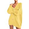 LZPCarra Maglione da donna, oversize, scollo a V, lungo, grande, a maniche lunghe, leggero, elasticizzato, con bottoni, cardigan, cardigan, cardigan, cardigan aperto sul davanti, giallo., XL