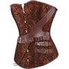 Hengzhifeng Corsetto Donna Steampunk Bustino Corpetto Halloween (EUR 34-36,Marrone)
