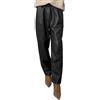 KBOPLEMQ Pantaloni in pelle da donna a gamba dritta larga, pantaloni a gamba larga a zampa di elefante a vita alta con tasca per feste in similpelle PU, O nero., M