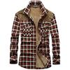 GUOCU Camicia da Uomo in Stile Casual da Boscaiolo Flanella A Quadri Camicia Imbottita da Lavoro di Cotone Giacca Trapuntata Cappotto Invernale Camicia Termica Rosso M