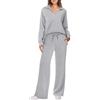 Generico Pigiami Donna Lungo Invernale Pigiami Leggero Curvy Pigiama Due Pezzi Invernali Manica Lunga Tops e Pantaloni Lunghi Con Tasca Set Pigiama Autunnale Elegante Pajamas Comodo Casual Per La Casa