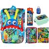 SJ Gang Set Scuola, Zaino Estensibile con Astuccio, Diario, Borraccia, Portamerenda e Gadget, Blu (Skate)