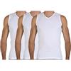 Fragi Maglia Uomo Smanicata in Puro Cotone, Maglia Scollo a V in Tessuto Elastico Senza Cuciture, Made in Italy - Set da 3 (Bianco, L)