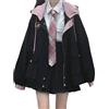 GGOOB Vestiti Kawaii per ragazze adolescenti Kawaii giacca autunnale carino felpe con cappuccio zip up ragazze capispalla giacche cappotti, nero, Large