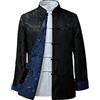 GaoLeAve Vestito tradizionale cinese tang da uomo con ricamo broccato colletto alto Kung-Fu cappotto reversibile design, Nero blu, XL