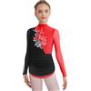 Choomomo Body Ginnastica Ritmica Ragazza Leotard Balletto Danza Classica Abito Pattinaggio Artistico Costume Danza Contemporanea Lirica Tenuta Spettacolo Nero rosso 7-8 anni