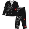 vacsAX Set pigiama da donna accogliente e traspirante, rilassati con stile con colletto classico e cintura elastica Happy Halloween Day, Bulldog francese, XL