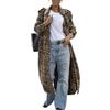 Juankrynord Trench lungo con stampa leopardata primaverile da Donna cardigan con bottoni e risvolto con stampa leopardata elegante cappotto lungo e largo a maniche lunghe (stampa leopardata,XL)