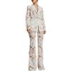 Generic Completo da Donna 2 Pezzi Set Bottone Singolo Guipure Pizzo Paillettes Blazer Giacca Pantaloni Abito Vestito (Bianco,S)