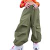 ORANDESIGNE Y2k Pantaloni Cargo a Vita Bassa per Le Donne Gamba Larga Jeans Baggy Harajuku Streetwear Punk Indie Estetico Anni 90 Denim Pant Grunge Vintage Hipster Teen Pantaloni X Verde M