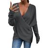 tacniseyw Maglioni da donna UK a maniche lunghe con scollo a V leggero maglione lavorato a maglia incrociata maglione oversize da donna comodi maglioni taglie forti carino elegante camicia a tunica