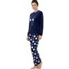 Viterbo Biancheria Pigiama Donna Invernale in Morbido Coral Fleece LWW00083 (Blu, XL)