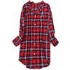 DSJJ Donna Pulsanti di cotone della camicia da notte un maniche lunghe anteriore aperto Pigiama medio Rosso
