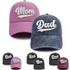 Vxchkerm 2 cappelli da baseball per mamma e papà, ricamati in 3D, regolabili, in cotone, regalo per coppie e genitori, Blu navy e rosa, Taglia unica