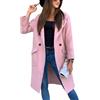 ORANDESIGNE Cappotto Donna Invernale Elegante Lungo Blazer Giacca di Lana Inverno Caldo Trench Parka Giubbotto Slim Fit Casual Windbreaker Jacket Outwear Cappottino con Bottoni Rosa L