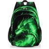 Mexpekil Zaino scolastico per bambini con drago verde Firey Animal Dragon per ragazzi ragazze bambini zaini per laptop borsa per libri zaino casual zaino per donne uomini