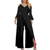 Generic Tuta Da Donna Elegante Da Cerimonia Jumpsuit Tutina Lunghe a Gamba Larga Pantaloni Con Cintura Lungo Elegante Senza Maniche Jumpsuit Abito Monopezzo Monospalla Cocktail Sera Playsuit Overall Romper