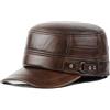 DongBao Berretto Piatto in Pelle da Uomo Cappello Militare Cappello da Baseball Cappello da Marinaio Pescatore Piatto da Guida