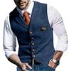 Onsoyours Gilet da Abito da Uomo Elegante Scozzese Tweed Slim Fit Panciotto Casual Smanicato Risvolto Dentellato per Groomsmen da Sposa F Marrone XS