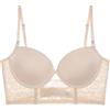 PAXAS Reggiseno Senza Schienale Bralette Invisibile Reggiseni da Sposa in Pizzo Intimo Basso Reggiseno Push-up Corsetto da Donna Senza Cuciture (Color : Khaki, Cup Size : 75B)