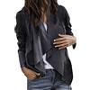 Xmiral Cappotto Donne a Manica Lunga in Pelle Aperta Davanti Aperto Breve Cardigan Suit Giacca Lavoro Ufficio Lavoro (S,Grigio Scuro)