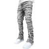Generic Jeans Skinny Neri da Uomo, a Gamba Dritta, Skinny Jeans in Denim alla Moda, con Patchwork sfilacciato e usurato