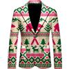 Generico Giacca Natalizia da Uomo Blazer Stampa Albero Natale Cappotto Giubbotto Giacche Monopetto Felpa Colletto Risvolto Giacca Xmas Divertente Abbigliamento per Tempo Libero
