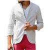 pvucpot Giacche da Uomo in Cotone Lino da Uomo Slim Fit Casual Blazer Due Bottoni Giacche Eleganti Classico Giacche e Cappotti