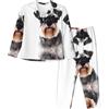 vacsAX Set pigiama da donna accogliente e traspirante, rilassati con stile con colletto classico e cintura elastica in vita balena sopra l'acqua del mare, Schnauzer ben educato, L
