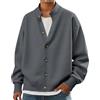 Generisch Cardigan da uomo con bottoni, elegante giacca a maglia per la casa, per attività all'aria aperta, maglione sportivo, maglia calda, oversize, Y2K, per il tempo libero, con colletto alto